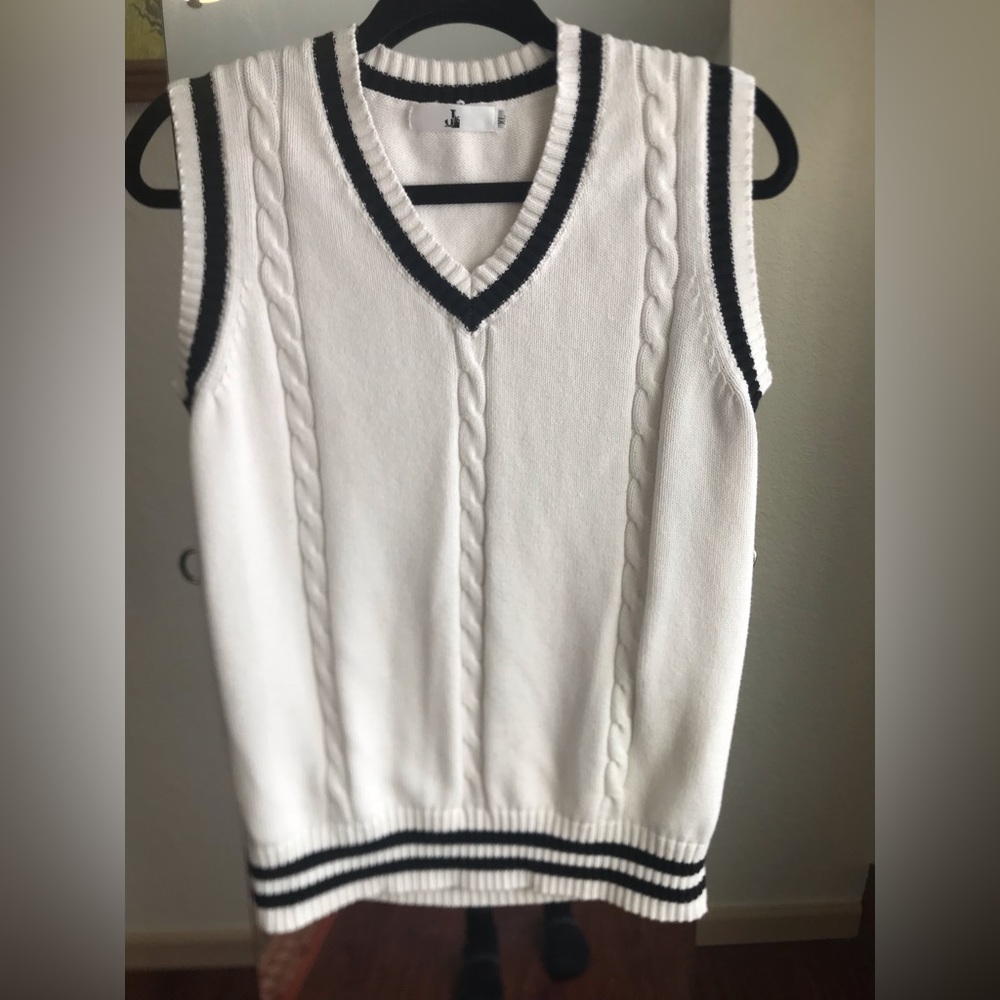 J Brand White Academia Preppy Sweater Vest. Marked XL, fits like Medium
